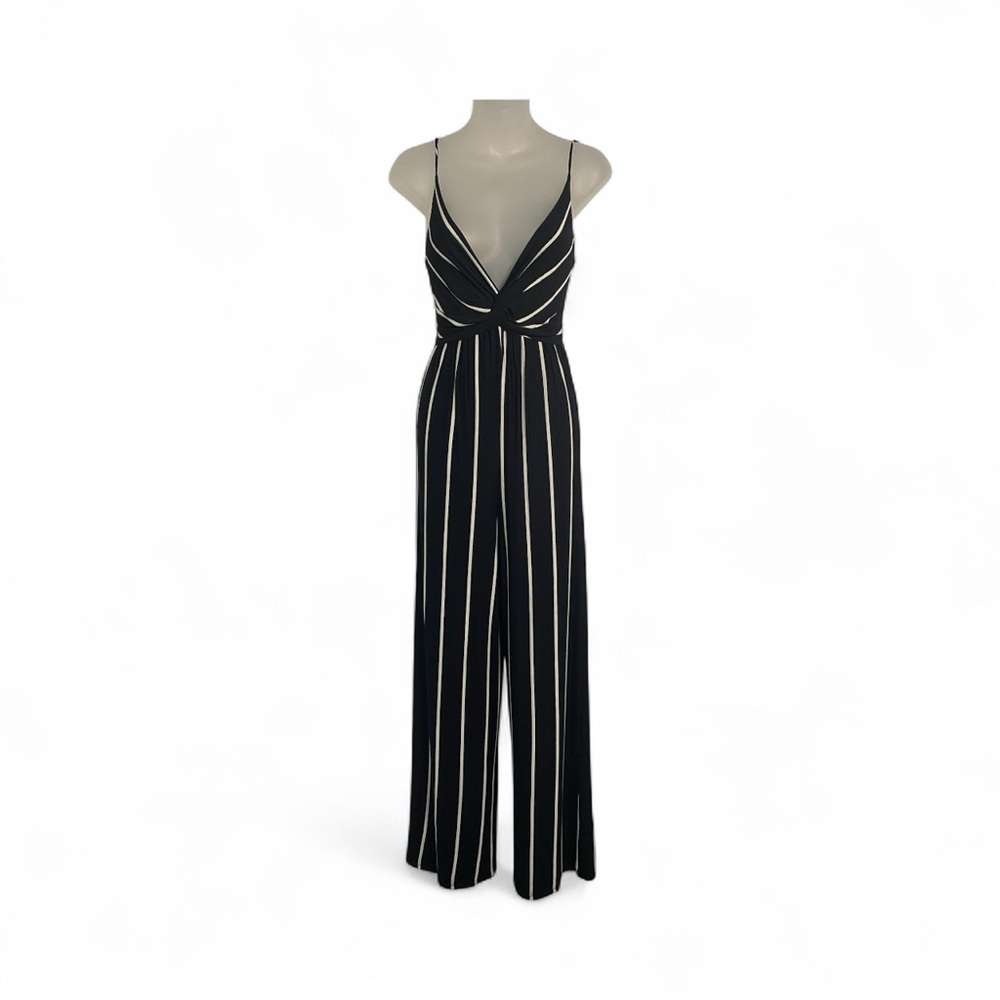 Chocolate Black and White Striped Jumpsuit